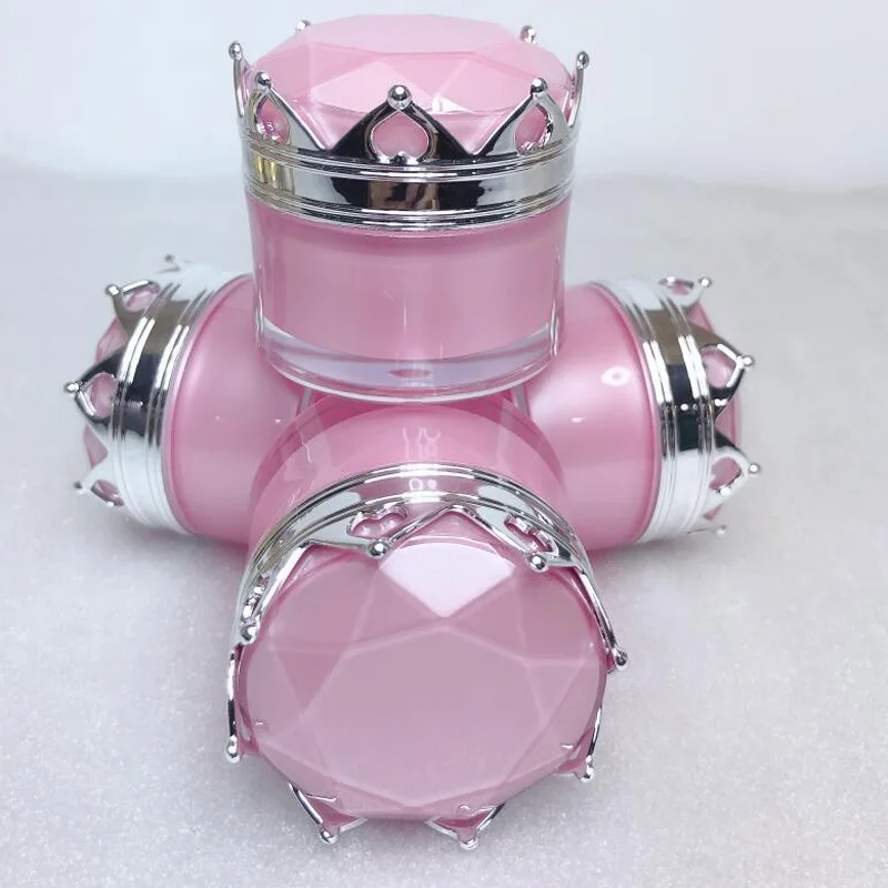 

5g 10g 15g 20g Acrylic Crown Cosmetics Packaging Jar Face Eye Cream Nail Powder Lip Oil Packing Refillable Bottles 10pcs/lot