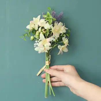 1Bouquet Artificial Flowers Bouquet Cloth Artificial Flower High Quality Cloth Flowers DIY Fake Flower for Wedding Decoration