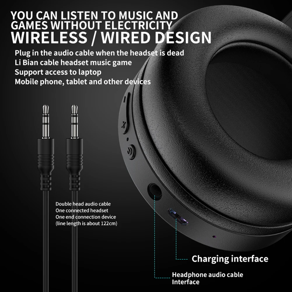 SH33 Bluetooth 3 5mm Jack Wired Wireless Dual Mode Gaming Headset RGB Music Sports Stereo Deep Bass Gamer Headphone With Mic