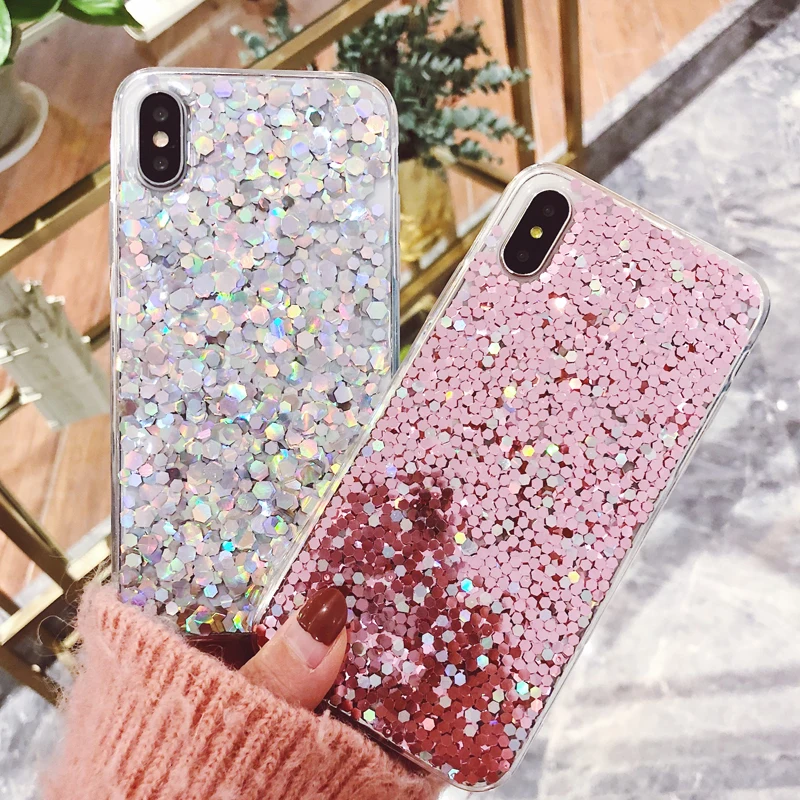 Luxury 3D Shine Bling Goldleaf Sequins Soft TPU Silicone Case For iPhone 5 5S 6 6s 7 8 Plus Back Phone X Cover Capa Fundas |