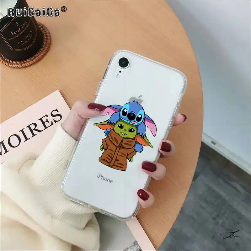 Cute Baby yoda phone case for iPhone 11 pro X XR XS Max 8 7 6s Plus Tempered glass black cover her Gift for him Personalized Gift