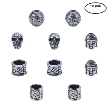 

1 Box 10 Pcs 304 Stainless Steel Beads Large Hole Spacer Beads for Bracelet