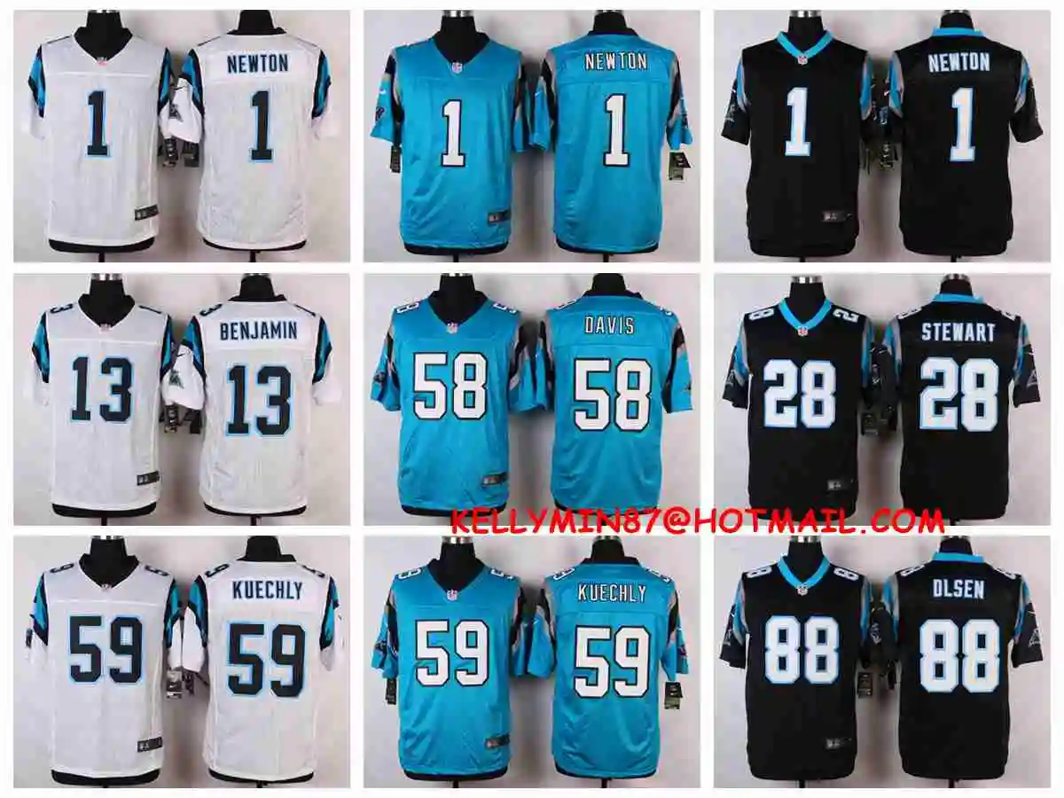 Stitiched, carolina s, Cam Newton, Luke Kuechly, Greg Olsen, Kelvin Benjamin, Thomas Davis Jonathan Stewart Jersey