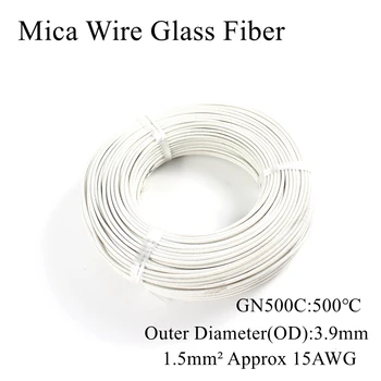 

15AWG 1.5 Square Mica Wire Glass Fiber Braid Mica Tape Wrap 500 Degree High Temperature Resistance GN500 Fire-Resistant 1.5mm2