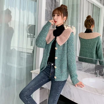 

Korean Version of Lazy Sweater Female Autumn Winter College Style Fashion Wear Loose Knit Retro Cardigan Coat Sweater Women