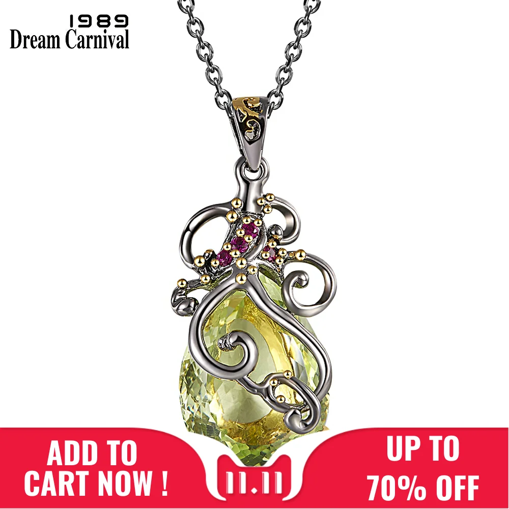 Günstige DreamCarnival 1989 Frauen Mode Lange Kette Anhänger Halsketten Big Grün Wasser Tropfen CZ Hochzeit Heiraten Schmuck Weibliche Mädchen WP6560