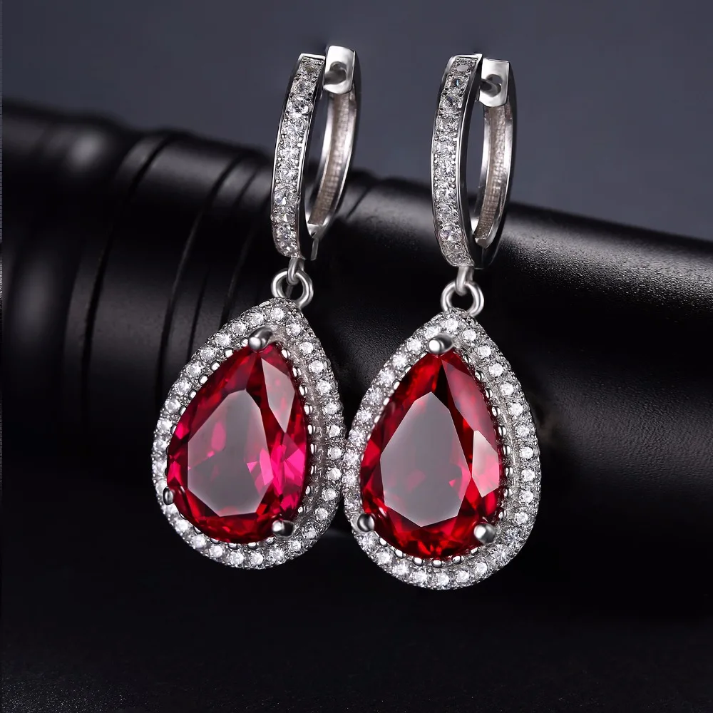Женские серьги подвески из серебра 925 пробы с красным Рубином|jewelry earrings|jewelry ruby