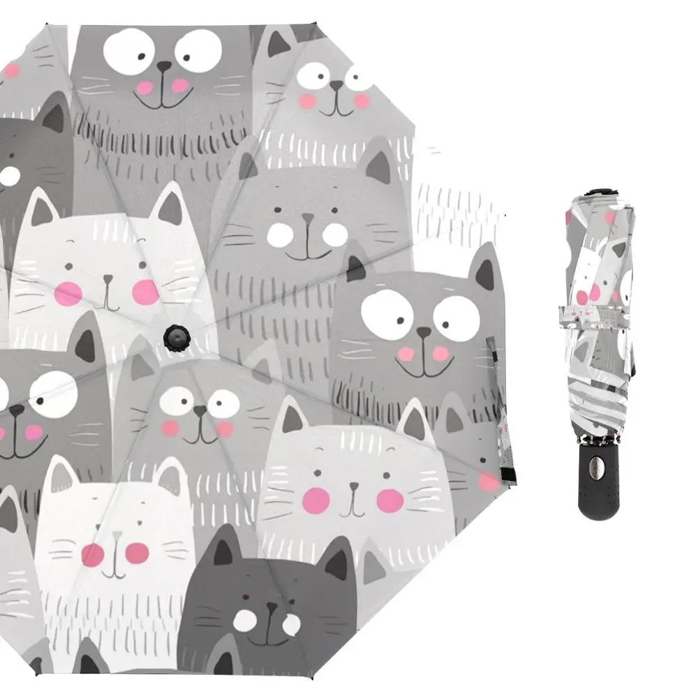 

Детский мультяшный Зонт с котенком, котом, дождем, женские складные зонты, Женский автоматический зонт с животными для детей