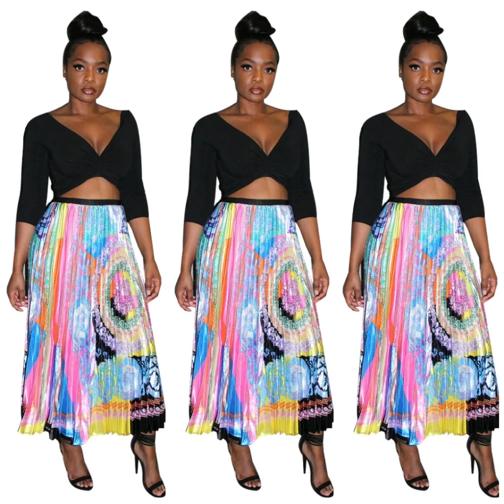 Женские новые модные сексуальные макси юбки летние сексуальные плиссированные юбки с принтом женские s элегантные сексуальные Клубные женские юбки femme DJ1782