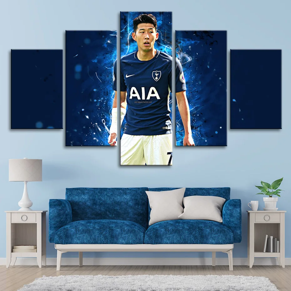

Tottenham Heung-Min Son Posters 5 Pieces Canvas Art Canvas Paintings Soccer Stars Football Sports Posters Kids Room Decor Frame