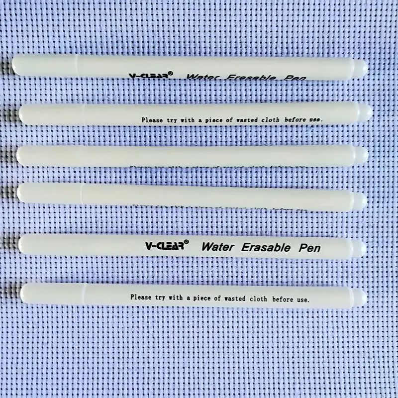White Color Water Soluble Pen 6 Pcs Wasable Ink Pen For Cross Stitch Textile Erasable Marking Pen Fabric Marker DIY Needlework - Color: 6 pcs White Pen