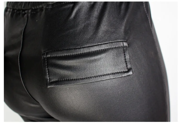Women Faux Pu Leather Pants High Waist 