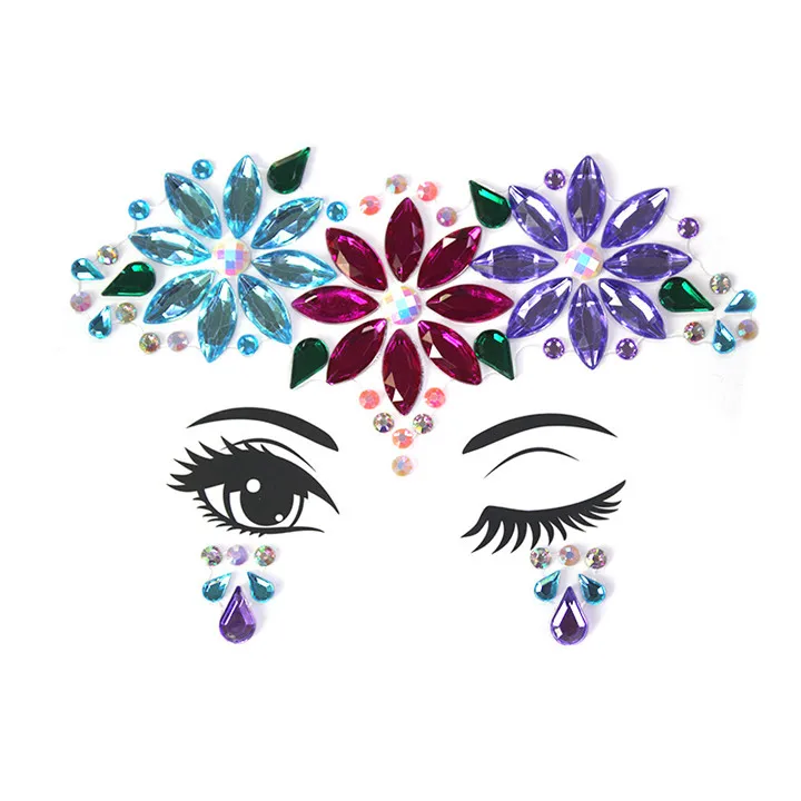 8  Colorful Rhinestone Jewelry Stickers For Women Fashion Diy Face Stickers Masquerade Party Diy Jewelry Marking Face Sticker
