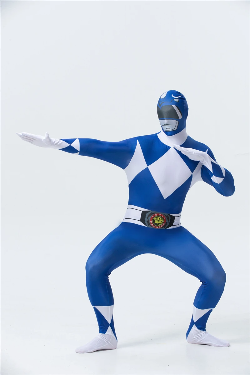Взрослый человек Zentai кожа плотный Мощность Рейнджер динозавры команда Косплей Костюм представление на Хэллоуин шоу аниме ролевые игры комбинезон