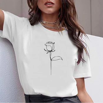 

Women's T-shirt Fashion T Shirt Women Sexy Flowers Printed Casual harajuku tshirt O-neck Cotton Aesthetics Tops tees kawaii
