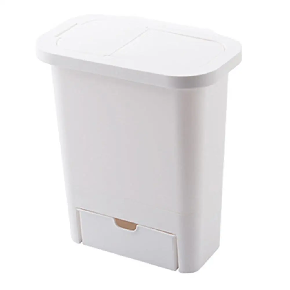 Подвесная корзина для мусора, маленькая кухонная мусорная корзина, мусорное ведро, сортировочное мусорное ведро с крышкой для кухонного шкафа, дверца для ванной комнаты, Туалет - Цвет: White Drawer