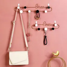 Oro Metal amor montado en la pared llave colgante collar de soporte de ganchos organizador colgante Rack Entrada de almacenamiento decoración de entrada 1 pieza(China)