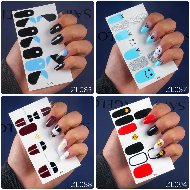 

14tips/sheet Beauty Nail Art Stickers Full Cover Sticker Wraps Decorations DIY Manicure Slider Nail Vinyls Adhesive Nails Decals