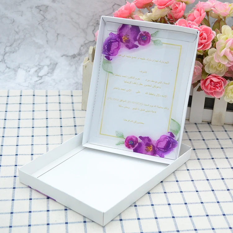 UV printing clear acrylic wedding invitation with invitation box - 4000299680193