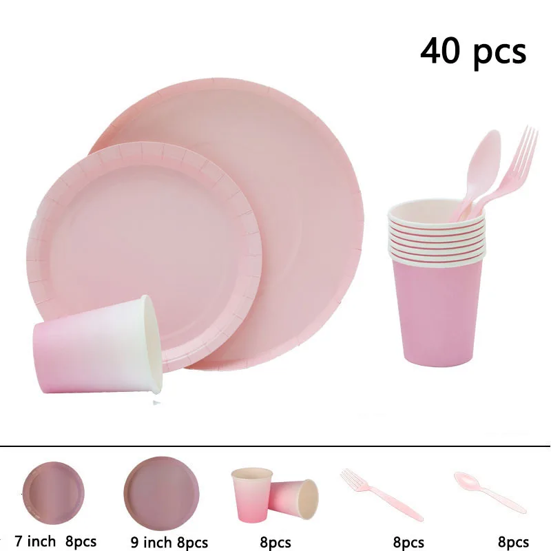 

Disposable Tableware Sub-Pink Environmental Protection Decoration Party Supplies Arrangement Party Dinner Set Party Plate
