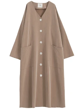 

2020 Spring Autumn New Dress V-neck Single-breasted Retro Fashion Women's Assembly Belt Slim-fit Long Dress
