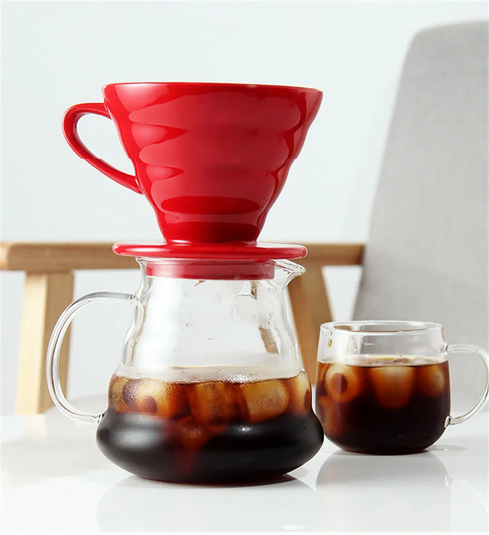 MICCK Керамика для повторного использования кофе Капельное капсула термостойкие V60 Стиль кофейник с воронкой 2/4 чашки отдельный стенд для Кофе горшок