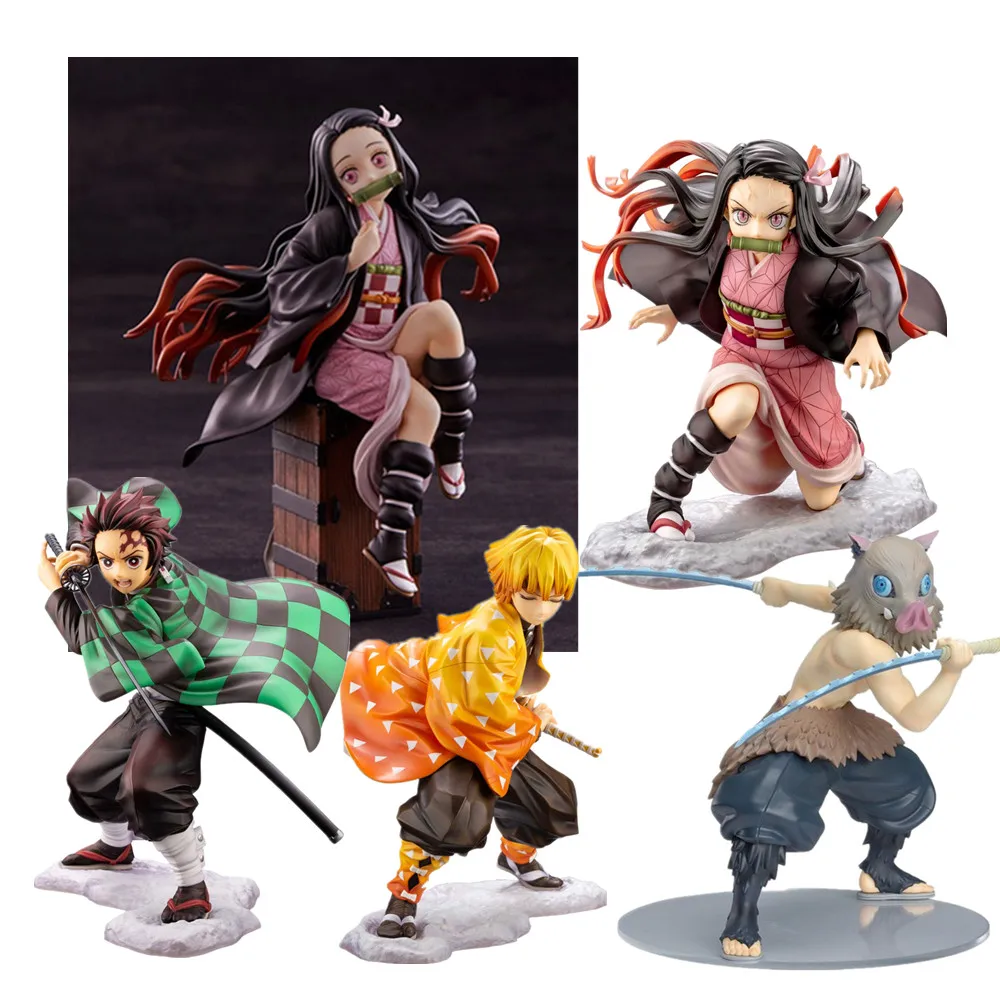 

2020 Anime Figurine Demon Slayer Kimetsu no Yaiba Kamado Tanjirou Agatsuma Zenitsu Kamado Nezuko PVC Figure Collection Toys