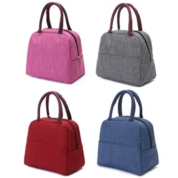 

Portable Thermal Insulated Lunch Bag Solid Color Travel Picnic Lunch Box Tote Handbag for Women Men