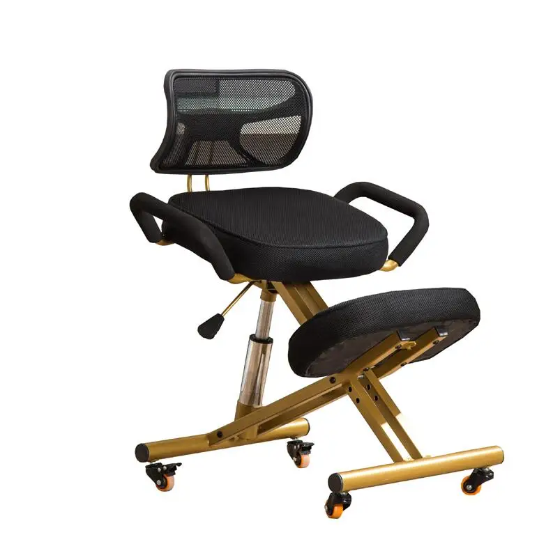 Get Ergonomically Designed Kneeling Chair W/Back&Handle&Caster Mesh Fabric Cushion Seat Office Computer Knee Ergonomic Posture Chair