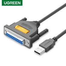 Ugreen USB yazıcı kablosu USB 2.0 DB25 yazıcı kablosu erkek erkek tel paralel LPT yazıcı kablosu 25Pin seri adaptör