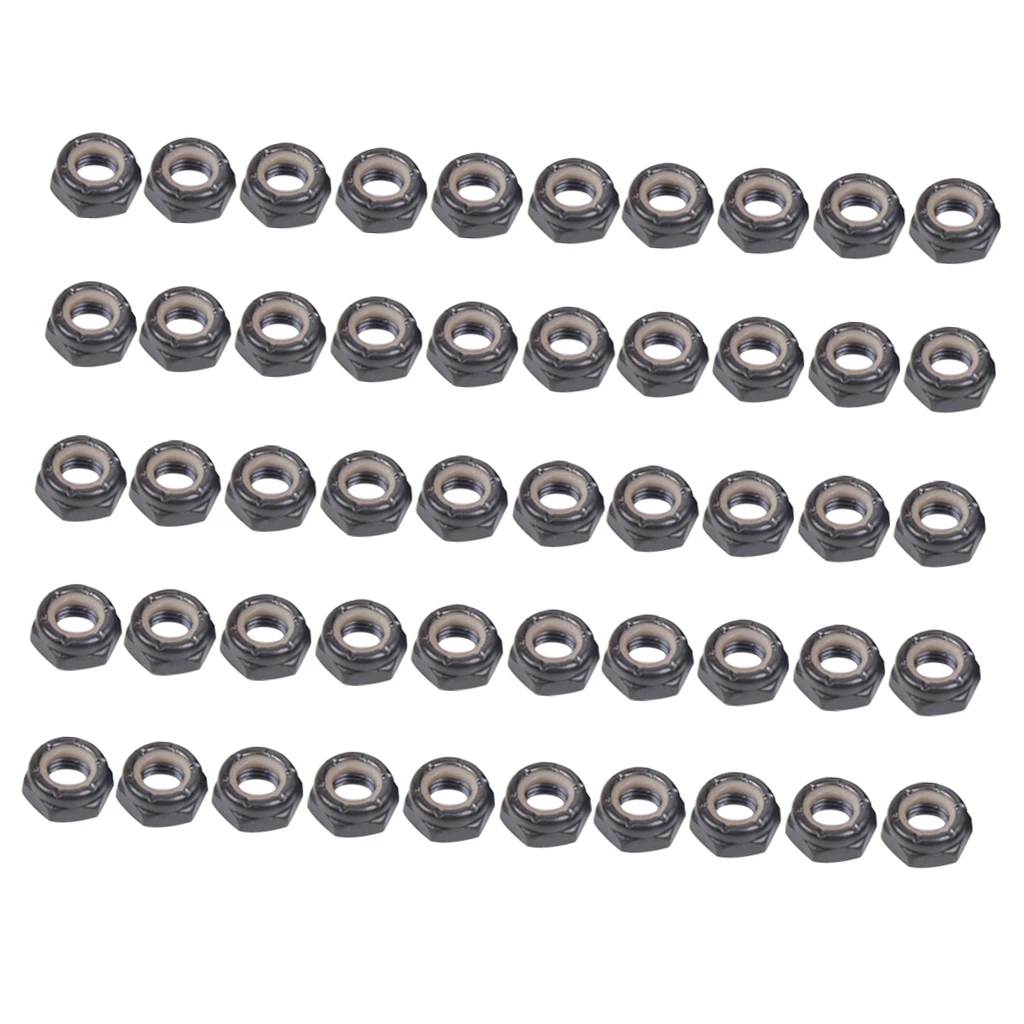 50 Pieces Skateboard Longboard Trucks Wheels Replacement Axle Nuts Hardware for Outdoor Sports Skiing Skateboarding Snowboarding