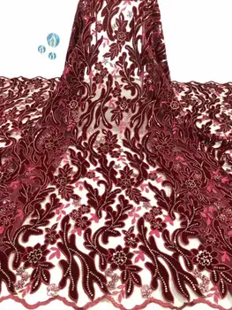 

2019 Sequins Velvet Lace Fabric High Quality African Lace Fabric Sfot French Lace Fabric For Wedding Daily Wear FD-1028