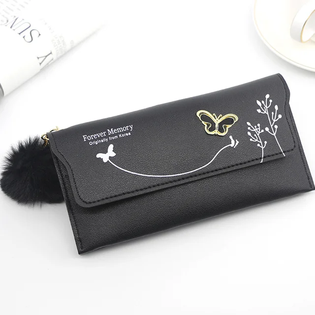 Long Women's Wallet Female Purses Tassel Card Holder Wallets Female PU Leather Clutch Money Bag Pu Leather Wallet Style 1--Color 2