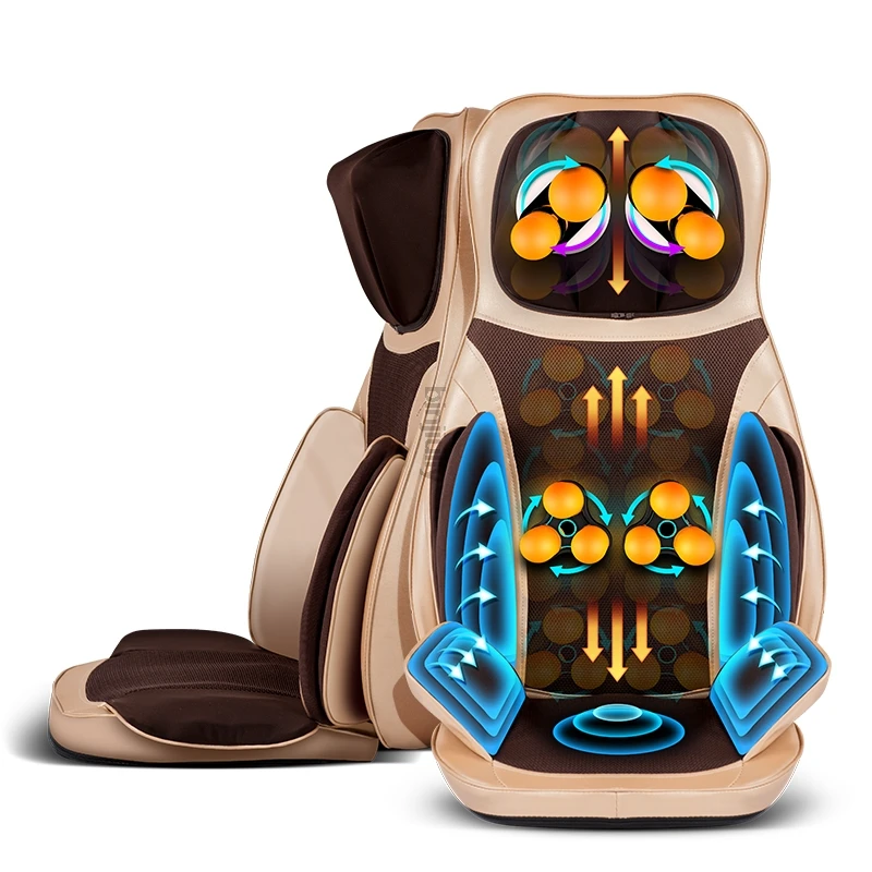 가정용 다기능 경추 마사지 기계, 바디 목 어깨 허리 진동 반죽 전기 마사지 의자 쿠션 8 최신 전기 전신 에어백 마사지 쿠션, 지압 안마 롤러 마사지 패드, 난방 진동 마사지 의자, 2019