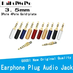 Adaptateur d'écouteurs plaqué or, 5 pièces, prise Audio 3.5mm, 4 pôles, 3 pôles, pour bricolage, casque stéréo, écouteurs/réparation 