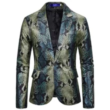 Bronzing Sequin Dress Blazer One Button Slim Fit Suit Jacket Party Stage Singer Costume Homme Disco