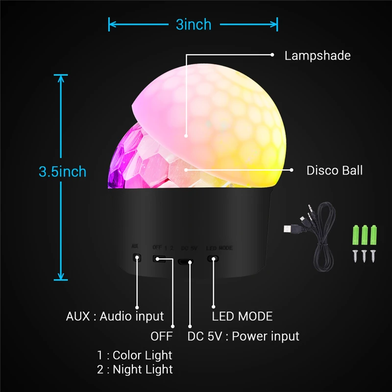 MICTUNING 3-в-1 RGB звуковая активация вращающийся чешское стекло диско шар вечерние мерцающий светильник для рождественского дома KTV магический шар сценические лампы светильник s