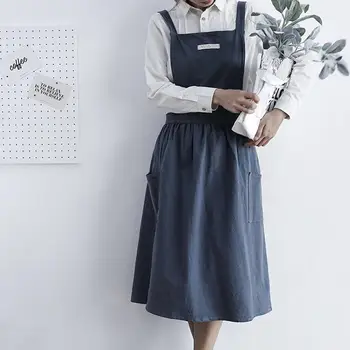 

Kitchen Accessory Cooking Apron Coffee Shops Gardening Pocket Woman Adult Bib Aprons Kitchen Apron Baking Bar Cafe Cotton Linen