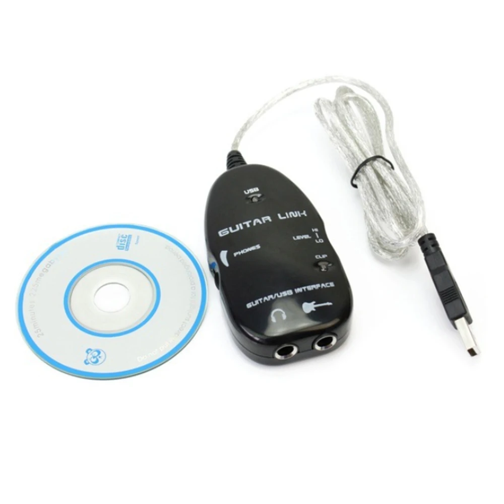 Гитарный USB интерфейс Соединительный кабель адаптер компьютерная запись гитарный усилитель записывающая система - Цвет: Черный