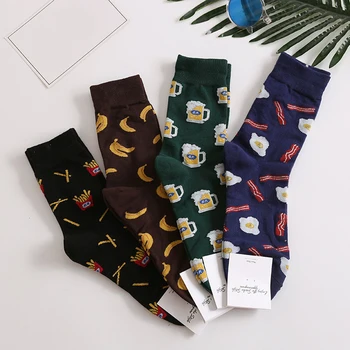 

Snack Pattern Harajuku Happy Socks Men's Funny Combed Cotton Dress Casual Wedding Socks Colorful Novelty Skateboard Socks Women