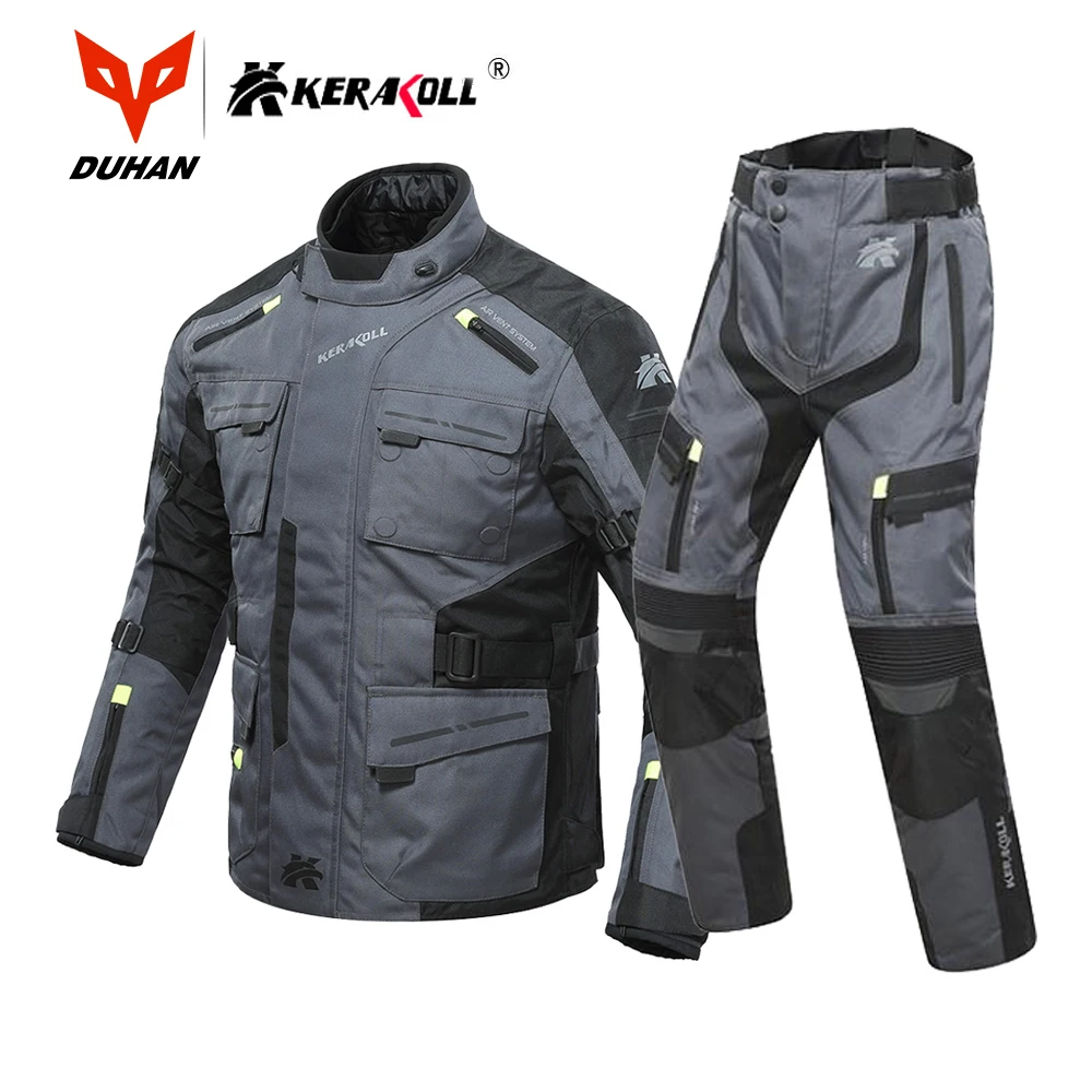 KERAKOLL Motorcycle Jacket Men's Windproof Waterproof Winter Moto Motocross Jacket Night Reflection Motorbike Riding Jacket Set
