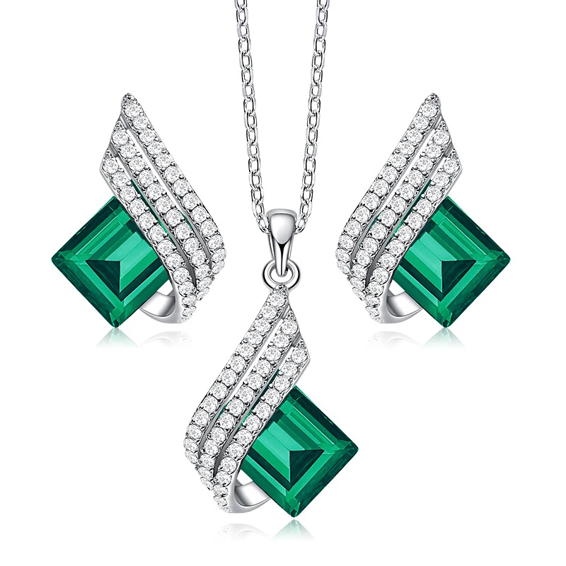 Изящный ювелирный набор для женщин геометрический алмаз стеклянная кристаллическая подвеска для сережек и ожерелья ювелирный набор кристалл от Swarovski