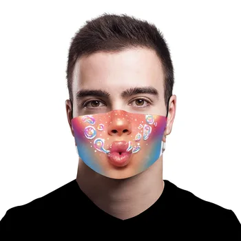 

3D Colorful Funny Printing Adult Kids Face Mask Reusable Protective PM2.5 Filter Mouth Mask Anti Dust Mask Windproof Face Masks