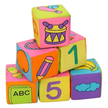 

6PCS Children's 7CM Puzzle Cloth Building Blocks Toy Set baby toys