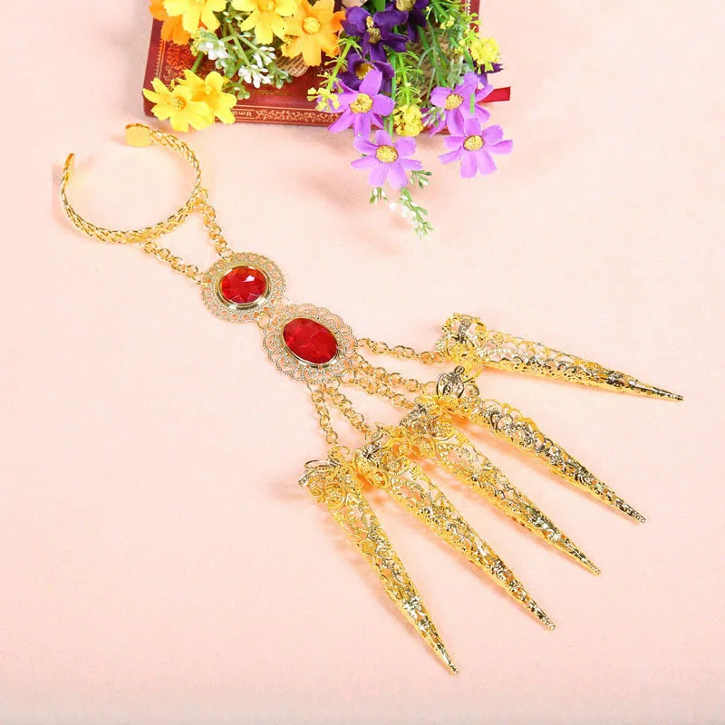 DJGRSTER Indian Jewelry Bracelets Thousands Hands Guanyin India Dancewear Bollywood Fingernail Accessories Dance Bracelets Gold (5)