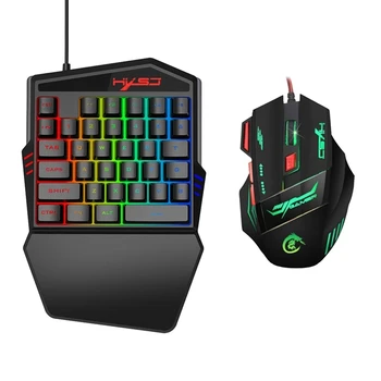 

HXSJ 35 Buttons Gaming Keyboard Mechanical Keyboard and Mouse Kit Backlight Gaming Key-Pad Mouse Set