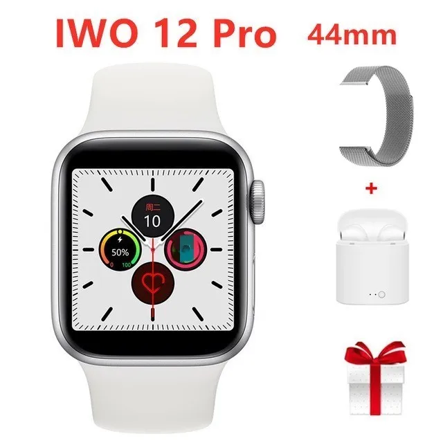 White set 3 Прямая IWO 12 Pro 44 мм Мужские умные часы серии 5 1:1 чехол для Apple IOS Android VS iwo 11 IWO 10 8 IP68 Водонепроницаемый IWO12 - Цвет: White set 3