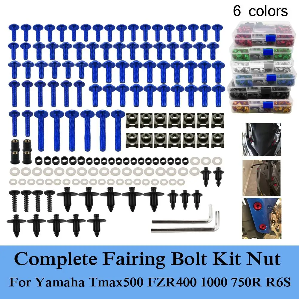 Fit For Yamaha Tmax500 FZR400 1000 750R R6S FZ6R CNC Alloy Complete Fairing Bolts Kit Nut Bodywork Screws Clip | Автомобили и
