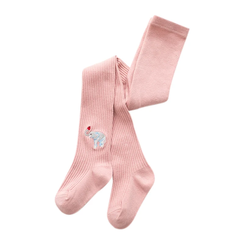 pink-M Осенне-зимние детские леггинсы; колготки с рисунками животных; вязаные чулки; теплые колготки; хлопковая одежда для малышей - Цвет: pink-M