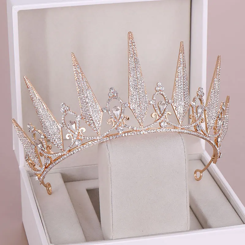 KMVEXO в стиле барокко Геометрическая Хрустальная корона для девочек свадебные аксессуары для волос; свадебные тиары невесты Hairwear женская голова принцесса ювелирные изделия